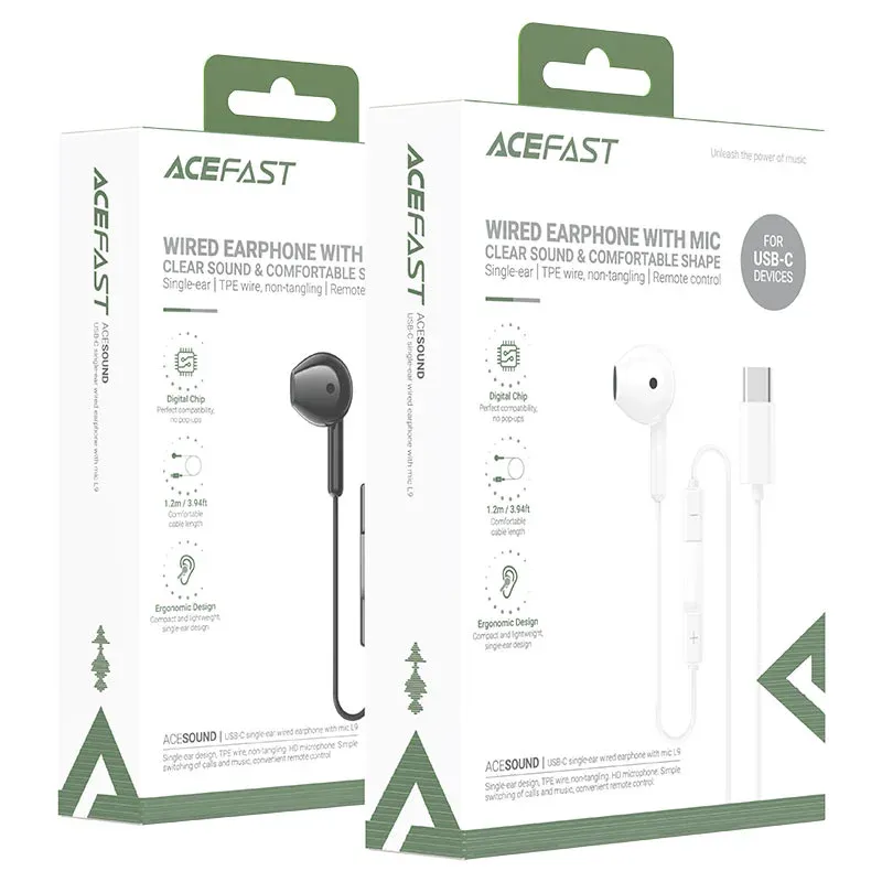 ACEFAST L9 Ականջակալ Փոքր Լարով Type-C Սպիտակ