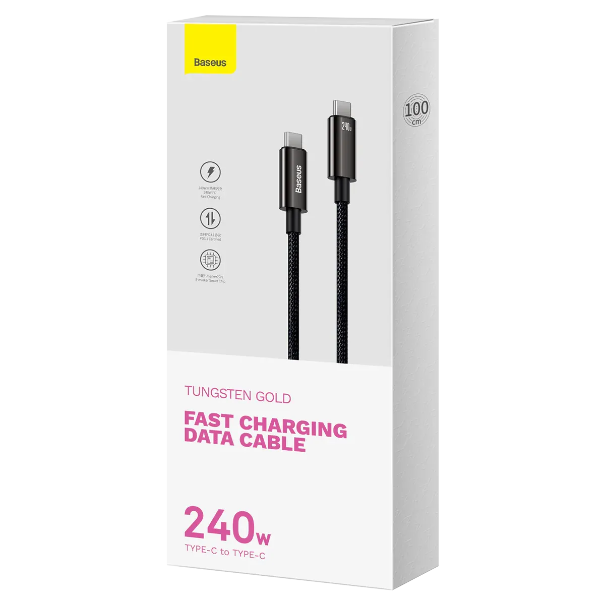 BASEUS USB CAWJ040001 Type-C to Type-C Սև 1M
