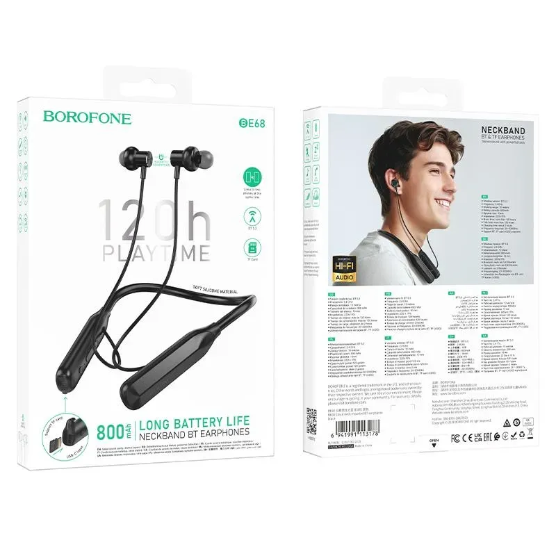 BOROFONE BE68 Ականջակալ Փոքր Լարով Սպորտ Սև
