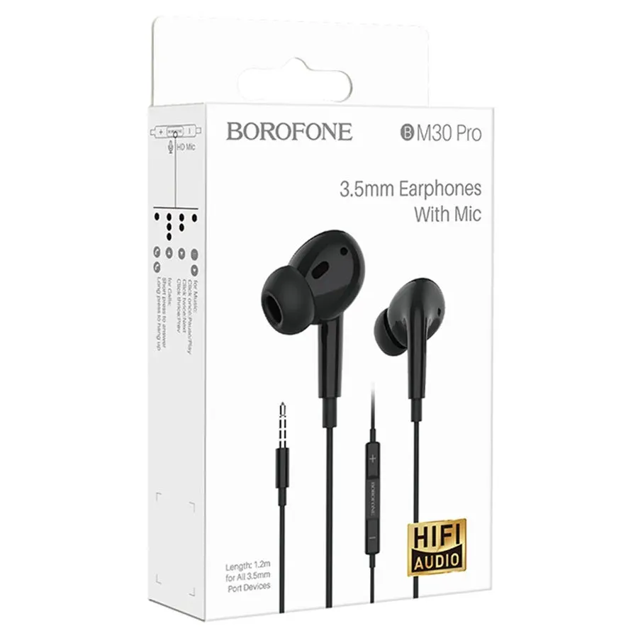 BOROFONE BM30 PRO Ականջակալ Փոքր Լարով Սև