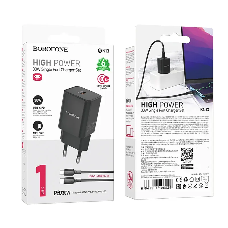 BOROFONE ԼԻՑՔ+ԼԱՐ BN13 TYPE-C TO TYPE-C Սև
