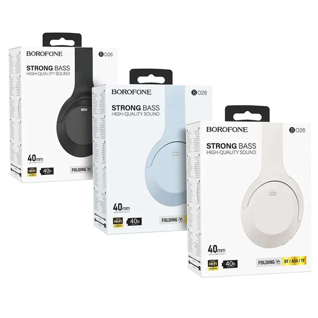 BOROFONE BO26 Ականջակալ ՄԵծ Անլար Սև