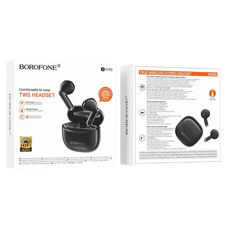 BOROFONE BW88 Փոքր անլար ականջակալներ, Սև