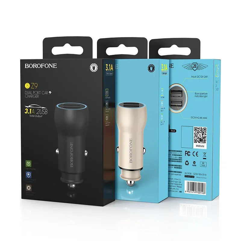 BOROFONE BZ9 Մեքենայի լիցքավորիչ (2 USB) – Սև