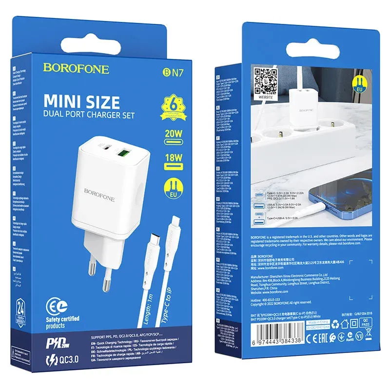 BOROFONE CHARGER SET BN7 TYPE-C TO IOS White