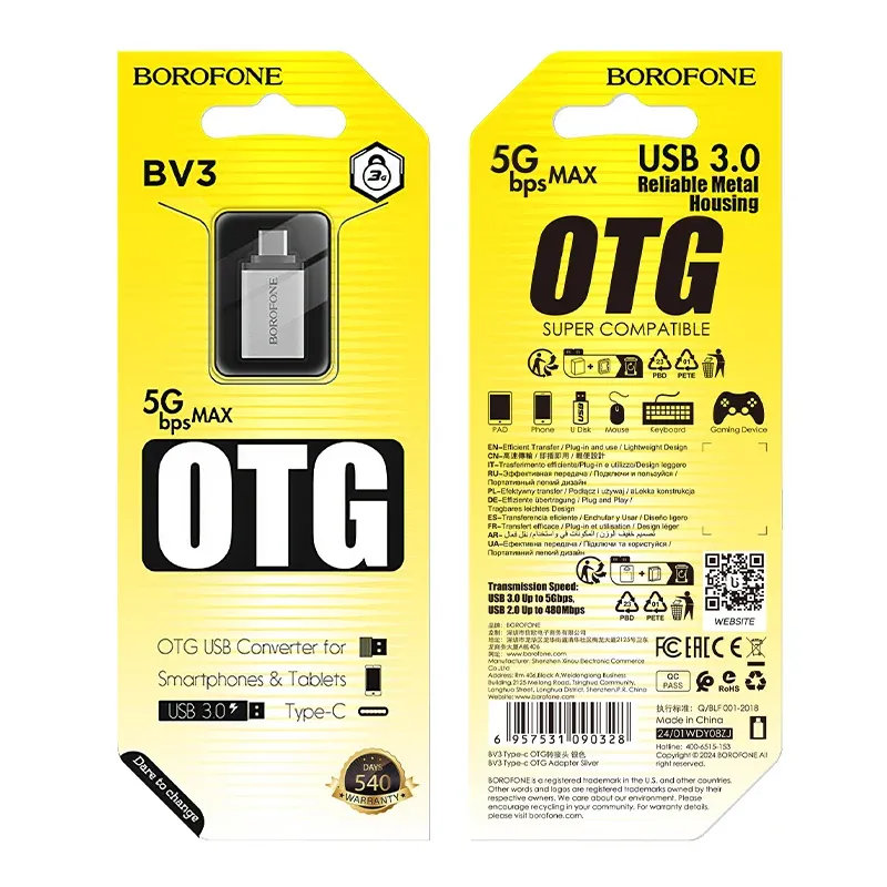 BOROFONE OTG BV3 TYPE-C Արծաթագույն