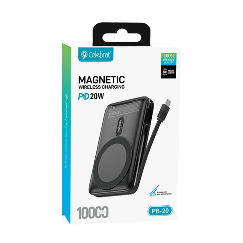 CELEBRAT POWERBANK PB-20 MAGNETIC 10000mah Սև