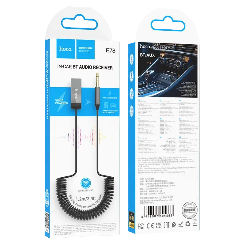 HOCO E78 In-Car BT Audio Receiver / Bluetooth AUX Adapter