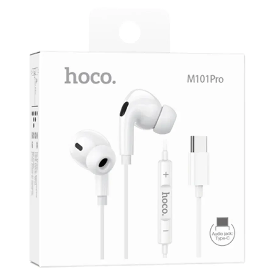 HOCO M101 Pro Ականջակալ Փոքր Լարով Type-C Սպիտակ