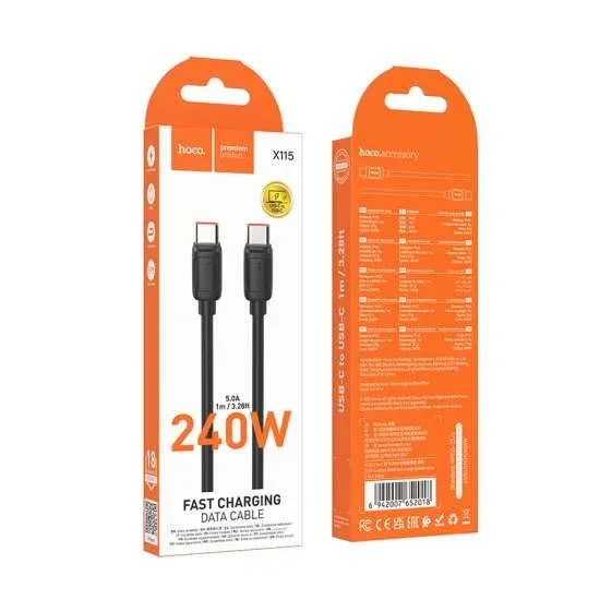 HOCO USB X115 TYPE-C TO TYPE-C Սև 240W