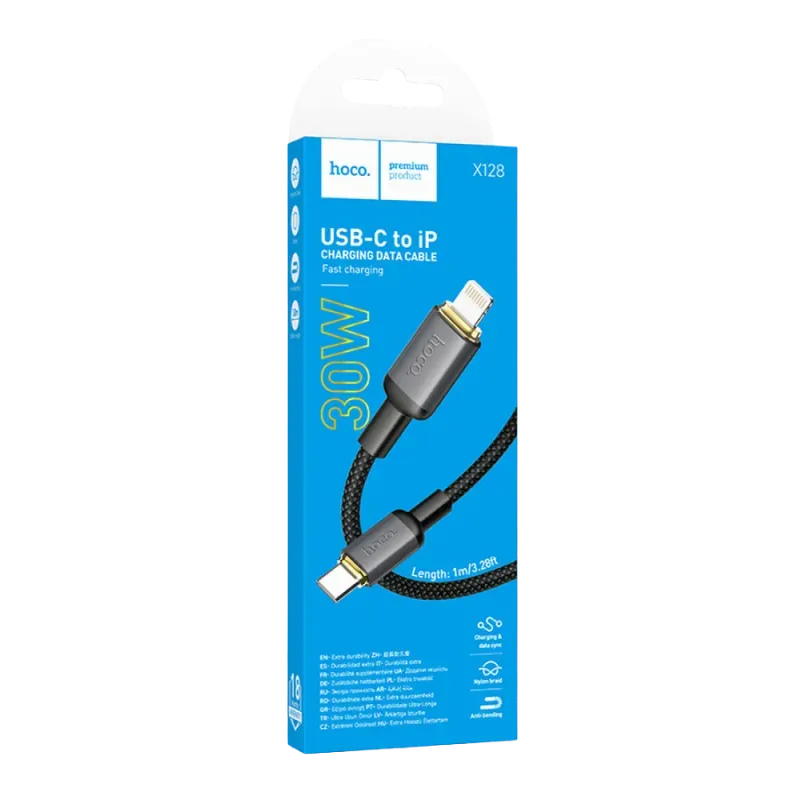 HOCO USB X128 TYPE-C TO IOS 30W Սև