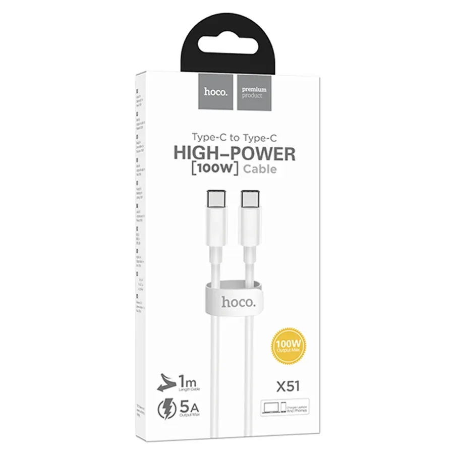 HOCO USB X51 TYPE-C TO TYPE-C 1M 100W ՍՊԻՏԱԿ