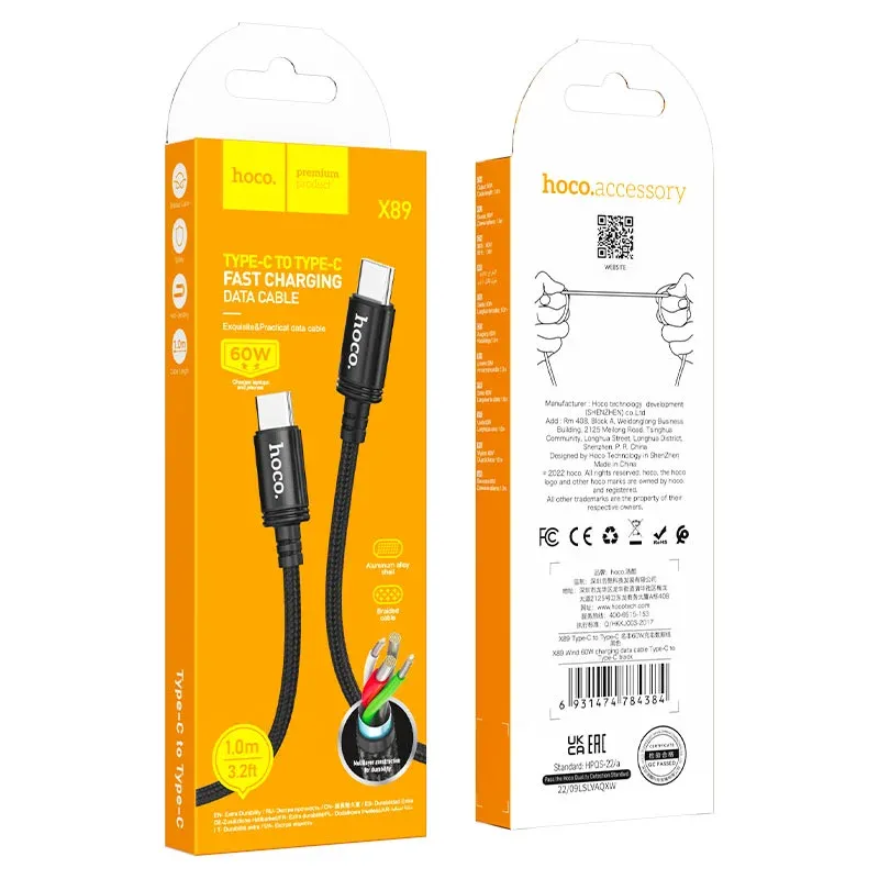 HOCO USB X89 TYPE-C TO TYPE-C Սև