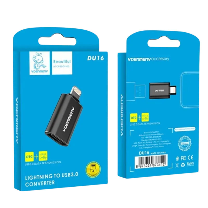 VDENMENV DU16 iOS-ից USB 3.0 Հաբ Սև