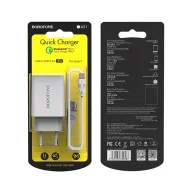 BOROFONE BA21A Լիցքավորիչ + լար, USB-ից Type-C, Սպիտակ