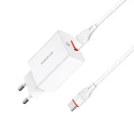 BOROFONE BA21A Լիցքավորիչ + լար, USB-ից Type-C, Սպիտակ