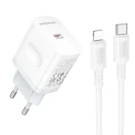 BOROFONE BA99A Լիցքավորիչ + լար, Type-C-ից iOS, Սպիտակ
