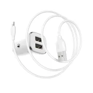 BOROFONE BZ12 Մեքենայի լիցքավորիչ + Lightning մալուխ (2 USB) – Սպիտակ