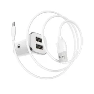 BOROFONE BZ12 Մեքենայի լիցքավորիչ + Micro-USB մալուխ (2 USB) – Սպիտակ