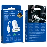 BOROFONE BZ12A Մեքենայի լիցքավորիչ + Micro-USB մալուխ (1 USB) – Սպիտակ