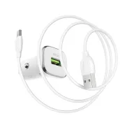 BOROFONE BZ12A Մեքենայի լիցքավորիչ + Type-C մալուխ (1 USB) – Սպիտակ