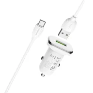 BOROFONE BZ12A Մեքենայի լիցքավորիչ + Type-C մալուխ (1 USB) – Սպիտակ