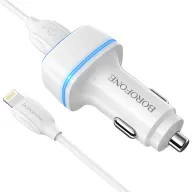 BOROFONE BZ14 Մեքենայի լիցքավորիչ + Lightning մալուխ (2 USB) – Սպիտակ