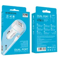BOROFONE BZ14 Մեքենայի լիցքավորիչ + Lightning մալուխ (2 USB) – Սպիտակ