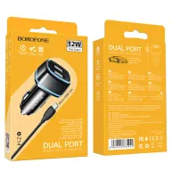 BOROFONE BZ14 Մեքենայի լիցքավորիչ + Micro-USB մալուխ (2 USB) – Սև