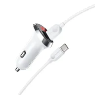 BOROFONE BZ15 Մեքենայի լիցքավորիչ + Type-C մալուխ (2 USB) – Սպիտակ