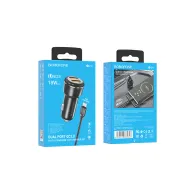 BOROFONE BZ17 Մեքենայի լիցքավորիչ + Micro-USB մալուխ (2 USB) – Սև
