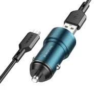 BOROFONE BZ19A Մեքենայի լիցքավորիչ + Micro-USB մալուխ – Կապույտ
