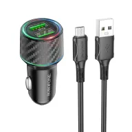 BOROFONE BZ21A Մեքենայի լիցքավորիչ Micro-USB Լարով Սև