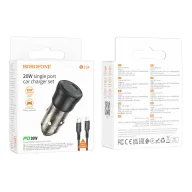BOROFONE BZ24 Մեքենայի լիցքավորիչ + Type-C to Type-C մալուխ, Սև