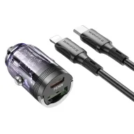 BOROFONE BZ29A Մեքենայի լիցքավորիչ (Թափանցիկ) + Type-C-ից Lightning մալուխ – Մանուշակագույն