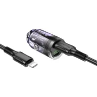 BOROFONE BZ29A Մեքենայի լիցքավորիչ (Թափանցիկ) + Type-C-ից Lightning մալուխ – Մանուշակագույն