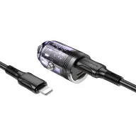 BOROFONE BZ29B Մեքենայի լիցքավորիչ (Թափանցիկ) + Type-C-ից Lightning մալուխ – Մանուշակագույն