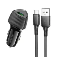 BOROFONE BZ31 Մեքենայի լիցքավորիչ + Micro-USB մալուխ – Սև