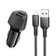BOROFONE BZ31A Մեքենայի լիցքավորիչ + Lightning մալուխ – Սև