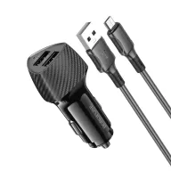 BOROFONE BZ31A Մեքենայի լիցքավորիչ + Micro-USB մալուխ – Սև