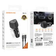BOROFONE BZ31B Մեքենայի լիցքավորիչ + Type-C-ից Lightning մալուխ – Սև