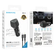 BOROFONE BZ31C Մեքենայի լիցքավորիչ + Type-C-ից Lightning մալուխ – Սև