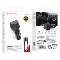 BOROFONE BZ31D Մեքենայի լիցքավորիչ + Type-C-ից Type-C մալուխ – Սև