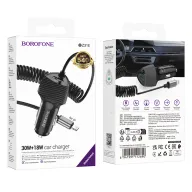 BOROFONE BZ31E Մեքենայի լիցքավորիչ + Lightning մալուխ – Սև