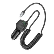 BOROFONE BZ31E Մեքենայի լիցքավորիչ + Lightning մալուխ – Սև
