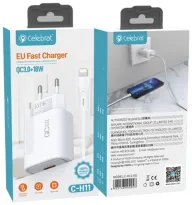 Լիցքավորիչ + Լար Lightning CELEBRAT C-H11 ՍՊԻՏԱԿ