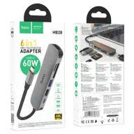 USB Ադապտեր HOCO H28 TYPE-C  TO (HDMI + Type-C PD + USB3.0 + USB2.0 + SD + TF)