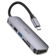 USB Ադապտեր HOCO H28 TYPE-C  TO (HDMI + Type-C PD + USB3.0 + USB2.0 + SD + TF)