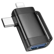 HOCO ԱԴԱՊՏԵՐ UA31F IP/Type-C to USB OTG 2in1 Սև