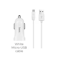 HOCO Z2A Մեքենայի լիցքավորիչ + Micro-USB մալուխ (Սպիտակ)